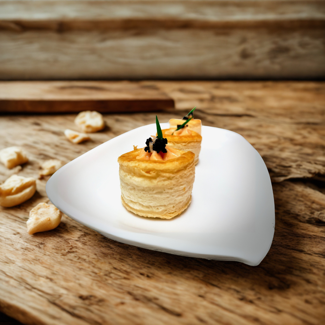 Savory Pastry Nest of Smoked Salmon Mousse Topped with Caviar