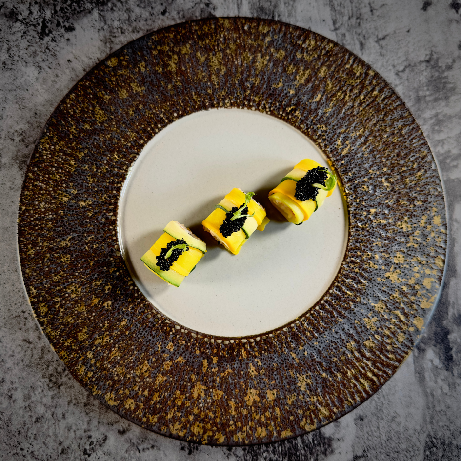Prawn & Courgette Roll with Caviar