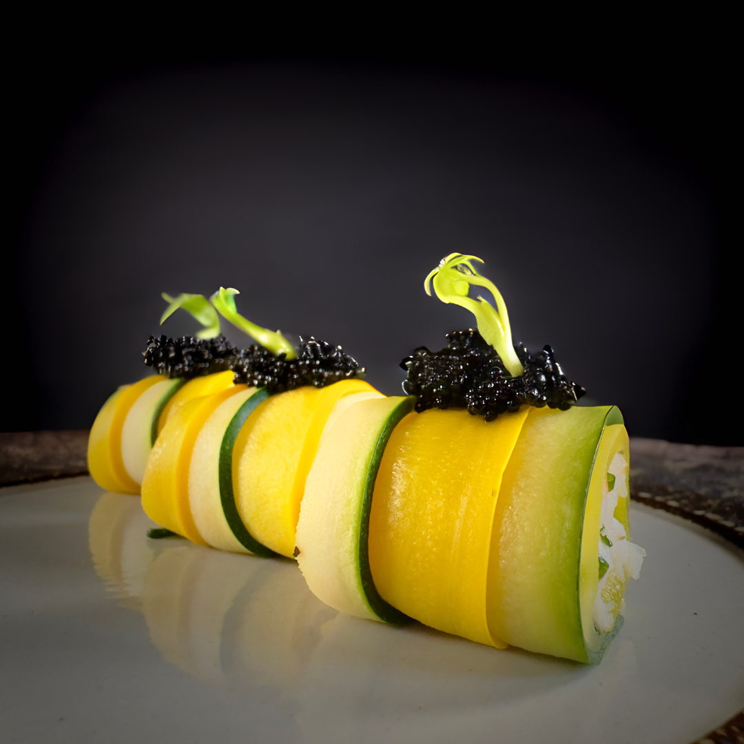 Prawn & Courgette Roll with Caviar