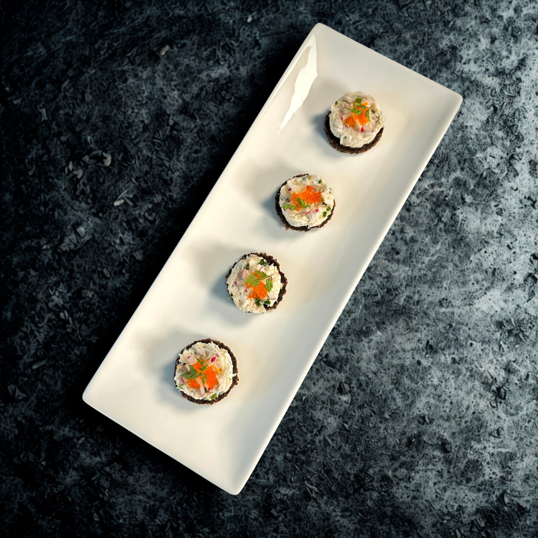 Apple & Crab Salad with Tobiko on Pumpernickel