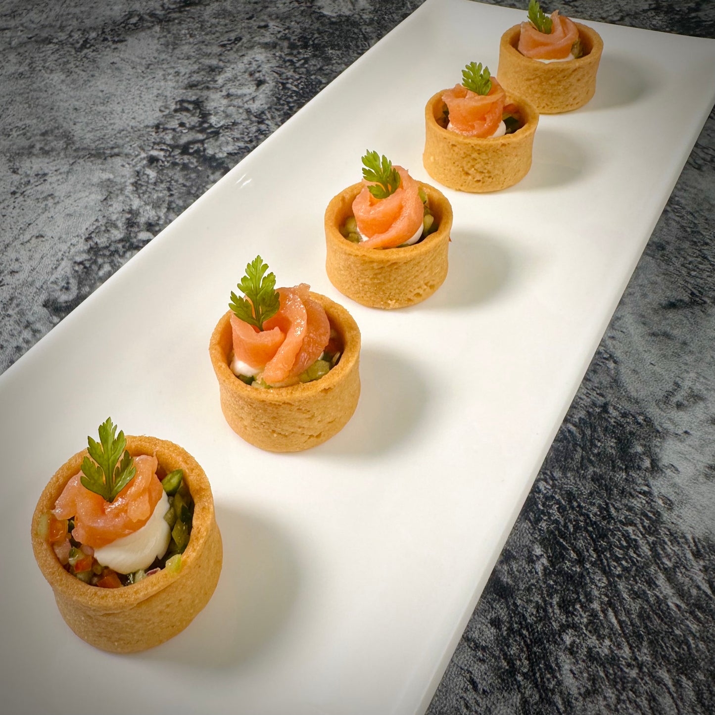 Crispy Puff Pastry Nest with Smoked Salmon and Herb-Infused Cucumber Salsa