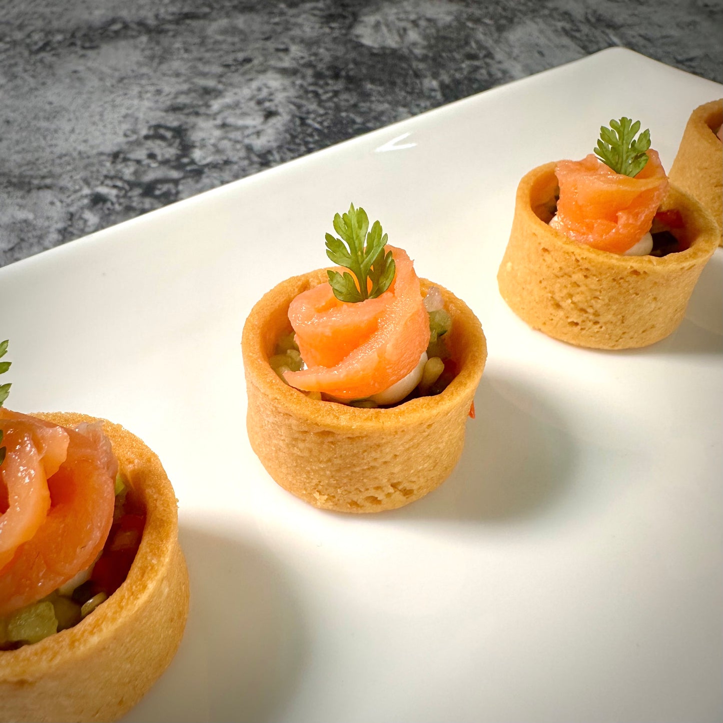 Crispy Puff Pastry Nest with Smoked Salmon and Herb-Infused Cucumber Salsa