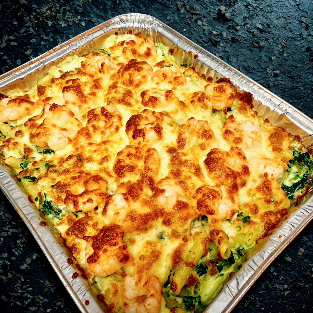 Baked Prawn & Spinach in Cheese Cream – Rice or Penne Option