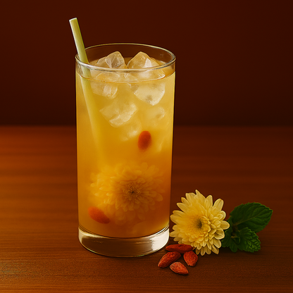 花旗蔘菊花杞子蜜凍飲 