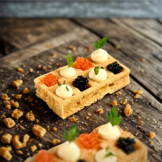Caviar Waffle with Sour Cream