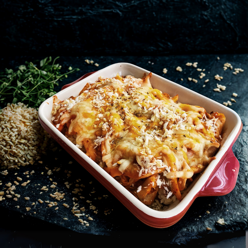 Baked Rice with Kimchi & Pork Belly – 147 Catering
