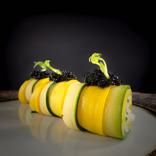 Prawn & Courgette Roll with Caviar