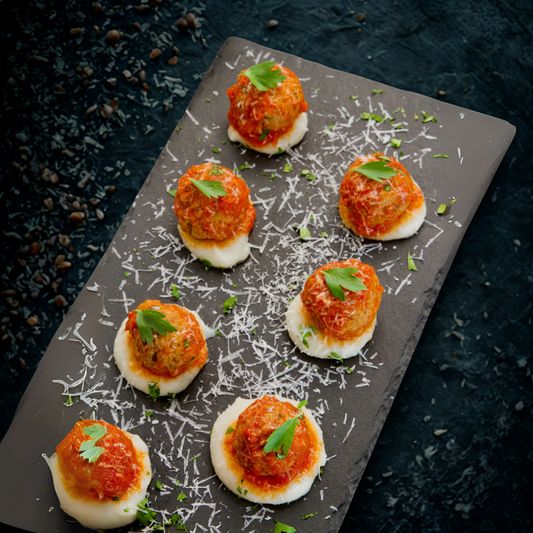 Handcrafted Italian Meatballs with Mashed Potatoes