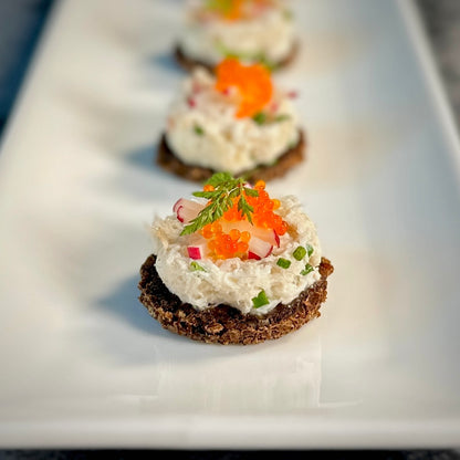 Apple & Crab Salad with Tobiko on Pumpernickel