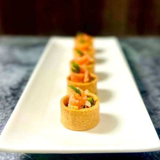 Crispy Puff Pastry Nest with Smoked Salmon and Herb-Infused Cucumber Salsa