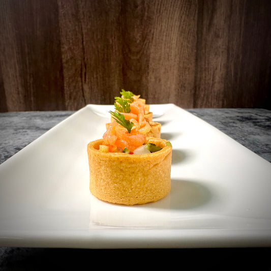 Crispy Puff Pastry Nest with Smoked Salmon and Herb-Infused Cucumber Salsa